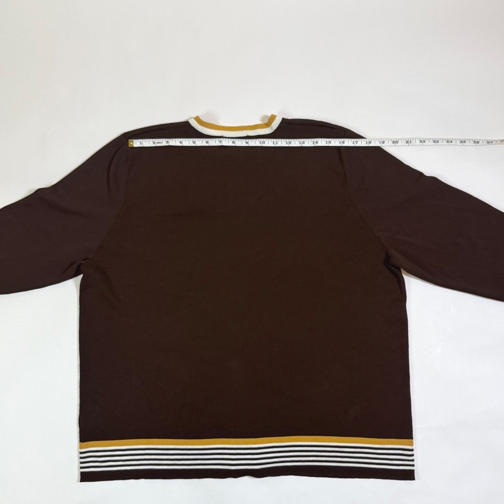 Dressbarn Woman Brown Yellow Striped Zip Front Cardigan Sweater‎ Plus Size 22/24 - Picture 9 of 12